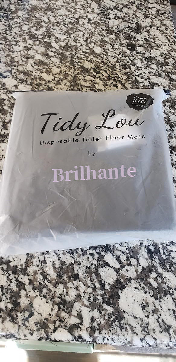 Brilhante Tidy Lou Disposable Toilet Mats for a Hygienic & Stress-Free Home Bathroom Experience โ Great for Children & Adults โ Conceals Stains (Black), Absorbent, Non-Slip, U-Shape, Catches Dust/Hair - 25 Pack