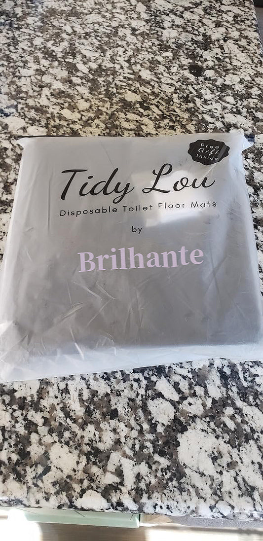 Brilhante Tidy Lou Disposable Toilet Mats for a Hygienic & Stress-Free Home Bathroom Experience – Great for Children & Adults – Conceals Stains (Black), Absorbent, Non-Slip, U-Shape, Catches Dust/Hair - 25 Pack