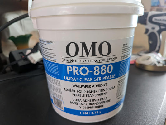 OMO PRO-880 Wallpaper Adhesive & Paste for Any Wallcovering - Ultra Clear Strippable, 1 Gallon(330 sq. ft)